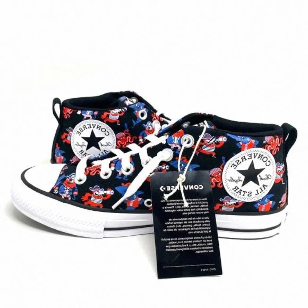 💖MEGA SALE💖Converse Ctas Street Mid Black Marina 672732F Canvas Junior Shoes